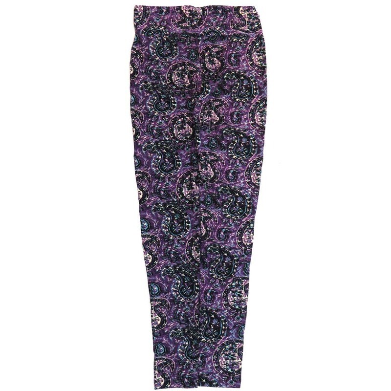 LuLaRoe One Size OS Paisley Purple Blue White Black Paisley Buttery Soft Leggings - OS fits Adults 2-10
