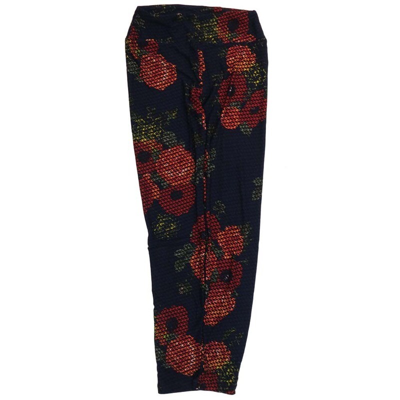 LuLaRoe One Size OS Black Blue Orange Green Floral X&#39;s Plus&#39; Grid Polka Dot Buttery Soft Leggings - OS fits Adults 2-10