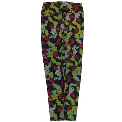 LuLaRoe One Size OS Black Yellow Pink Red Floral Polka Dot Buttery Soft Leggings - OS fits Adults 2-10
