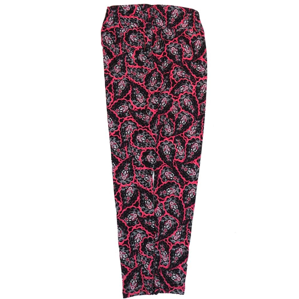 LuLaRoe One Size OS Paisley Black Pink White Paisley Buttery Soft Leggings - OS fits Adults 2-10