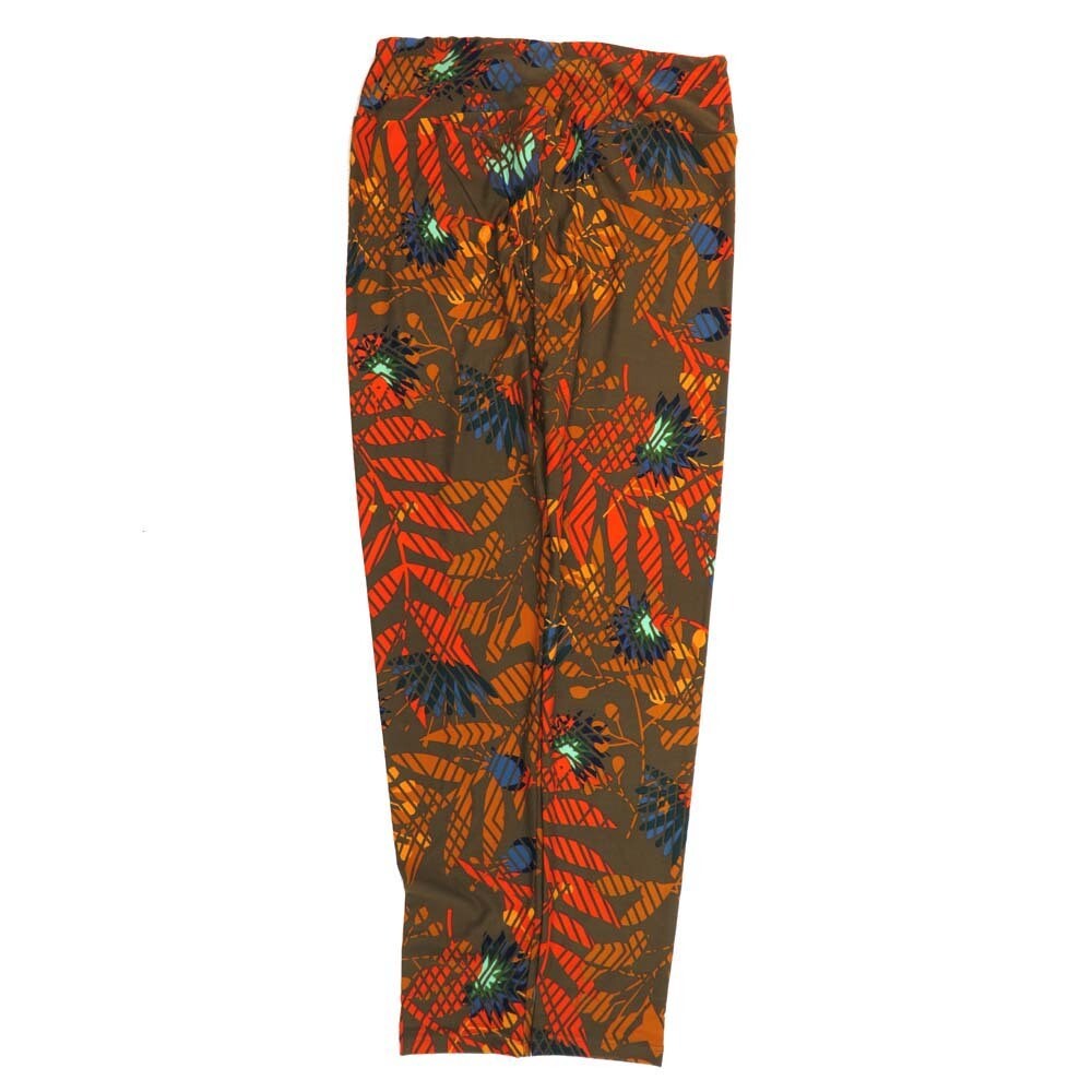 LuLaRoe One Size OS Lotus Orange Blue Red White Leggings (OS fits Adults 2-10)