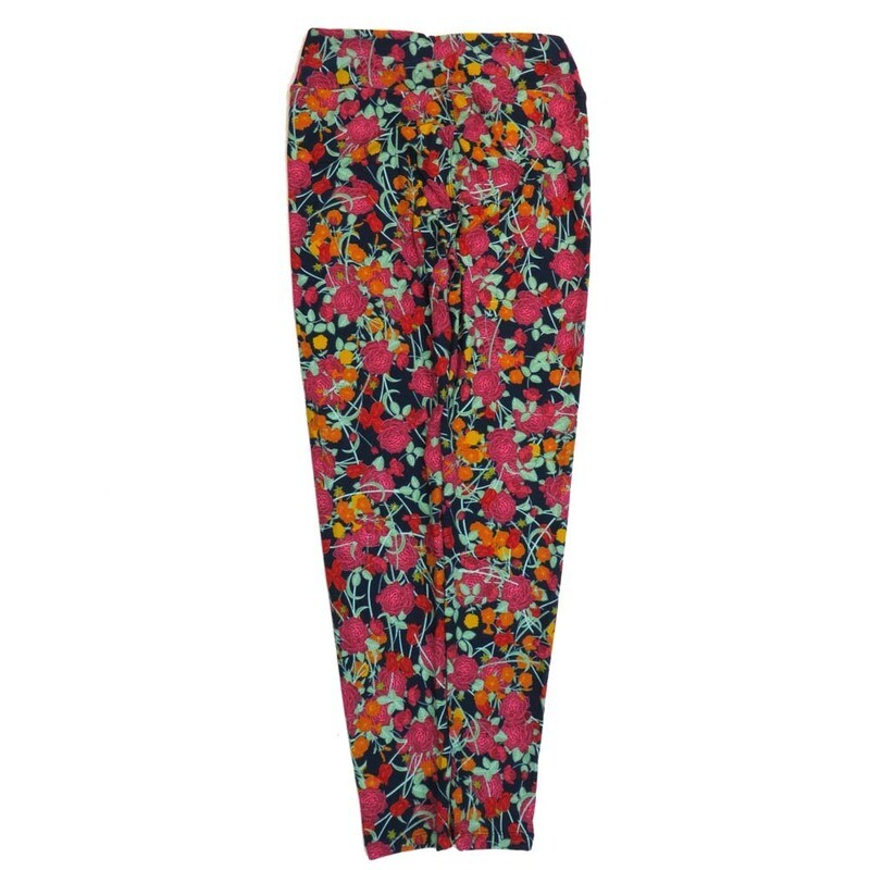 LuLaRoe One Size OS Roses Black Dark Pink mint Green Orange Leggings (OS fits Adults 2-10)