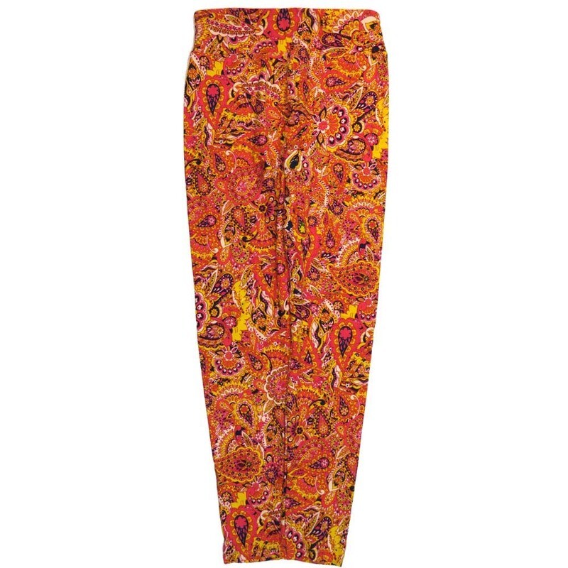 LuLaRoe One Size OS Paisley Orange Black White Floral Paisley Buttery Soft Leggings - OS fits Adults 2-10
