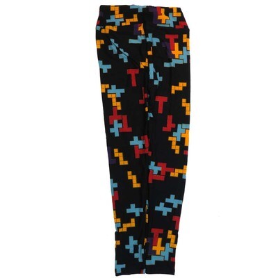 LuLaRoe One Size OS Video Game Blocks Black Red Yellow Purple Leggings (OS fits Adults 2-10)