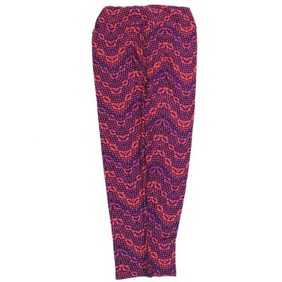 LuLaRoe One Size OS Pink Purple Wavy Stripe Leggings (OS fits Adults 2-10)