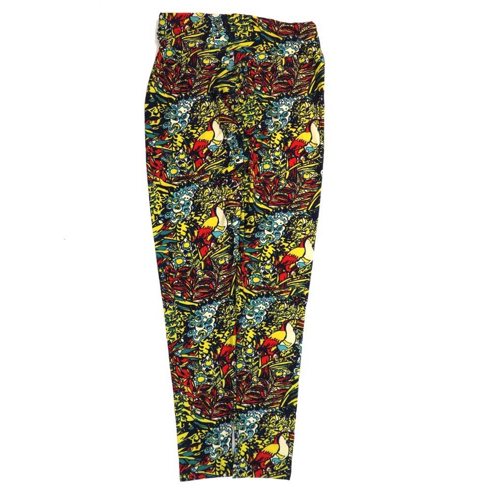 LuLaRoe One Size OS Toucans Black Yellow White Teal Leggings (OS fits Adults 2-10)
