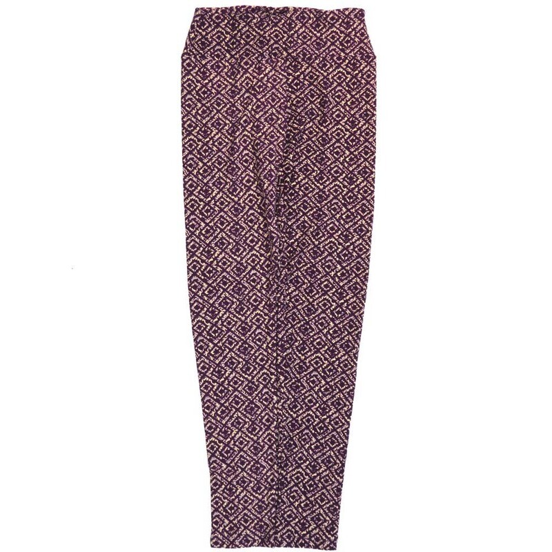 LuLaRoe One Size OS Maze Maroon Cream Geometric Buttery Soft Leggings - OS fits Adults 2-10