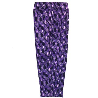 LuLaRoe One Size OS Feathers Black Purple White Buttery Soft Leggings - OS fits Adults 2-10