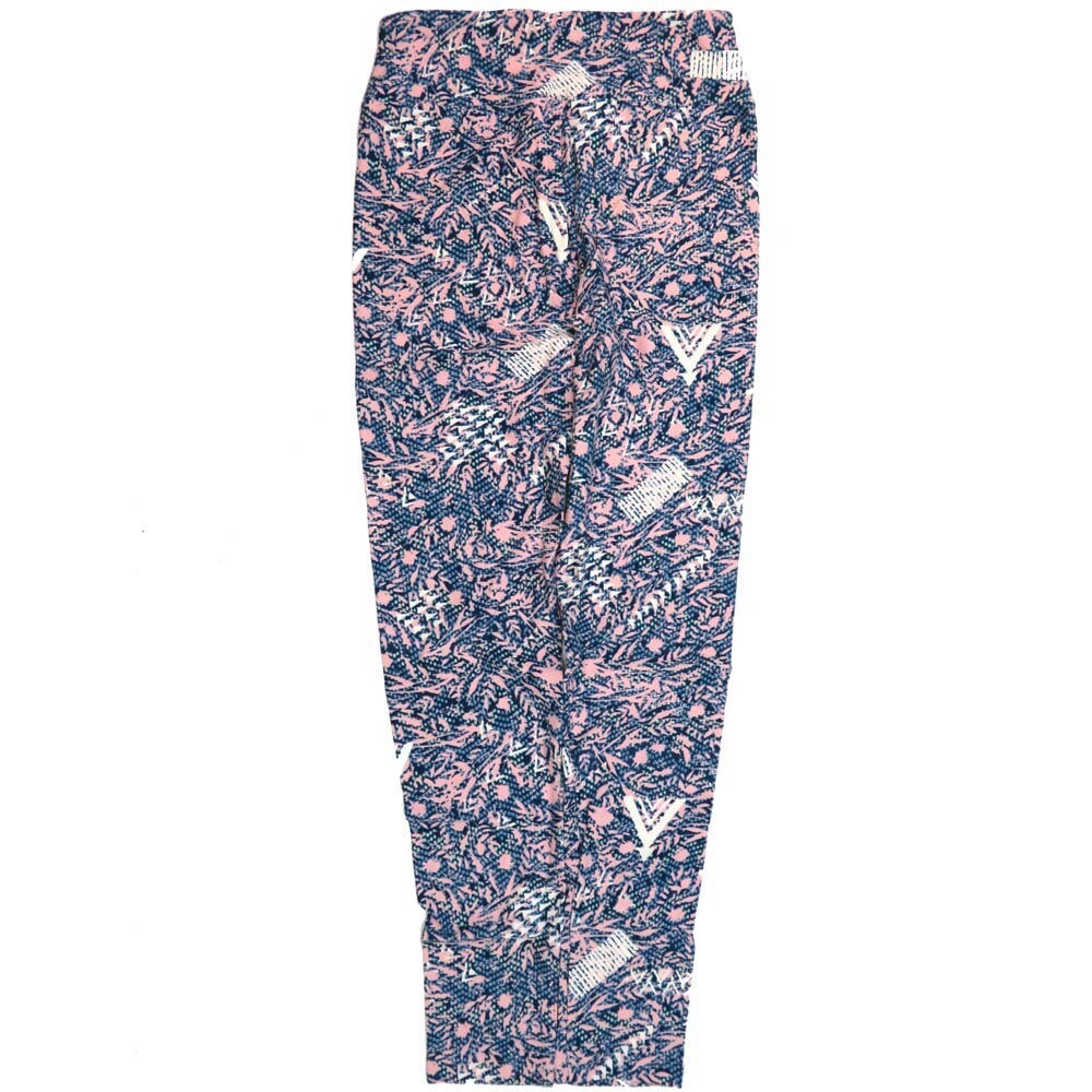 LuLaRoe One Size OS Light Blue Light Pink White Geometric Polka Dot Buttery Soft Leggings - OS fits Adults 2-10