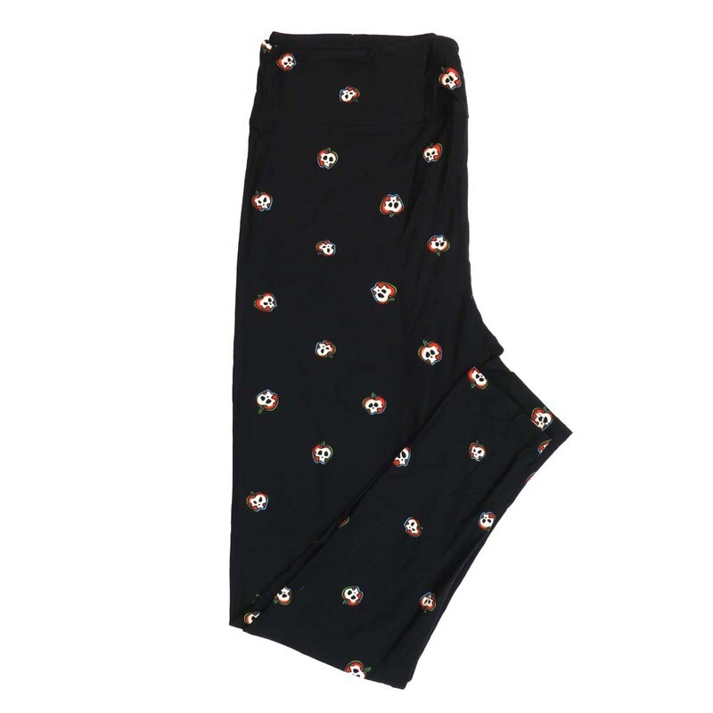 LuLaRoe One Size (OS) Halloween Mini Skulls Black Red White Green Polka Dot Buttery Soft Leggings 4437-A21 941605 fits Adult sizes 2-10