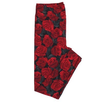 LuLaRoe One Size (OS) Halloween Red Roses Spiders Black Gray Buttery Soft Leggings 4439-B21 893017 fits Adult sizes 2-10
