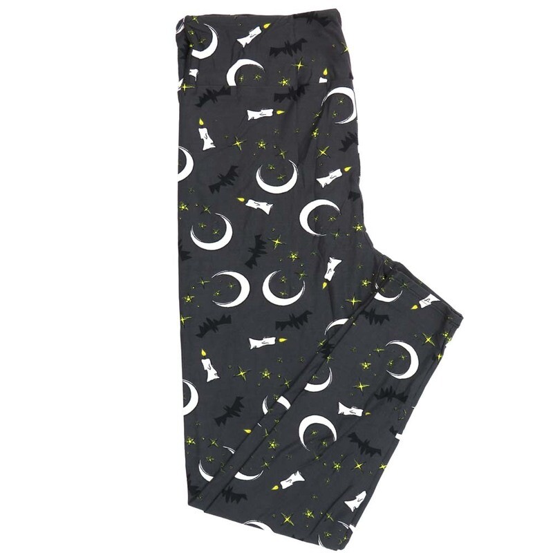 LuLaRoe TCTWO (TC2) Halloween Crescent Moon Vampire Bats Dripping Candles Dark Gray Black White Yellow Buttery Soft Leggings 9102-B11 fits Adult Women 18-26 LuLaRoe TCTWO (TC2) Halloween Crescent Moon Vampire Bats Dripping Candles Dark Gray Black White Yellow Buttery Soft Leggings 9102-B11 fits Adult Women 18-26