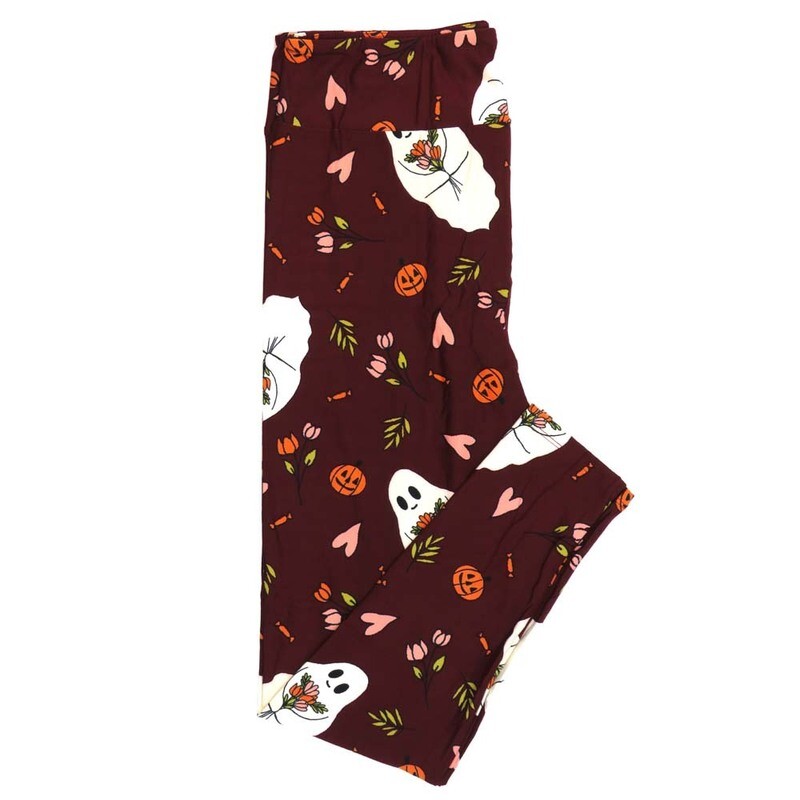 LuLaRoe TCTWO (TC2) Halloween floating Ghosts Flowers Jack-O-Lanterns Maroon Black Orange White Buttery Soft Leggings 9106-A10 fits Adult Women 18-26 LuLaRoe TCTWO (TC2) Halloween floating Ghosts Flowers Jack-O-Lanterns Maroon Black Orange White Buttery Soft Leggings 9106-A10 fits Adult Women 18-26