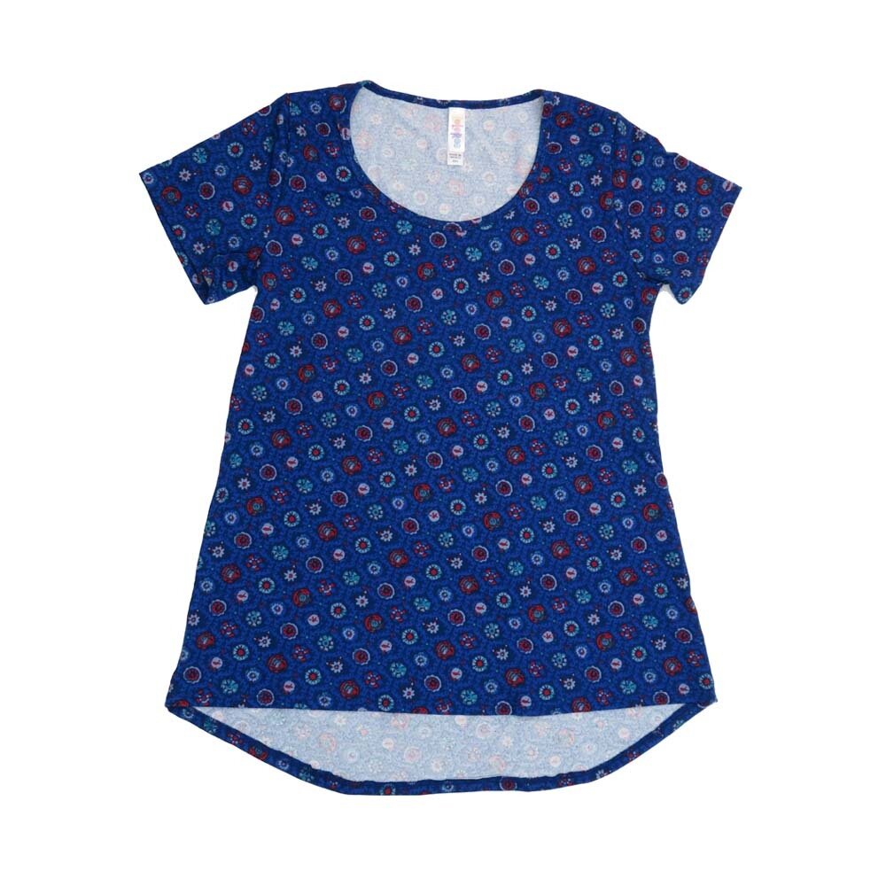 LuLaRoe CLASSIC Tee a XX-Small (XXS) Geometric Polka Dots Mandalas Blue Red Purple XXS-201-M Womens Short Sleeve Tee fits Adult sizes 00-0