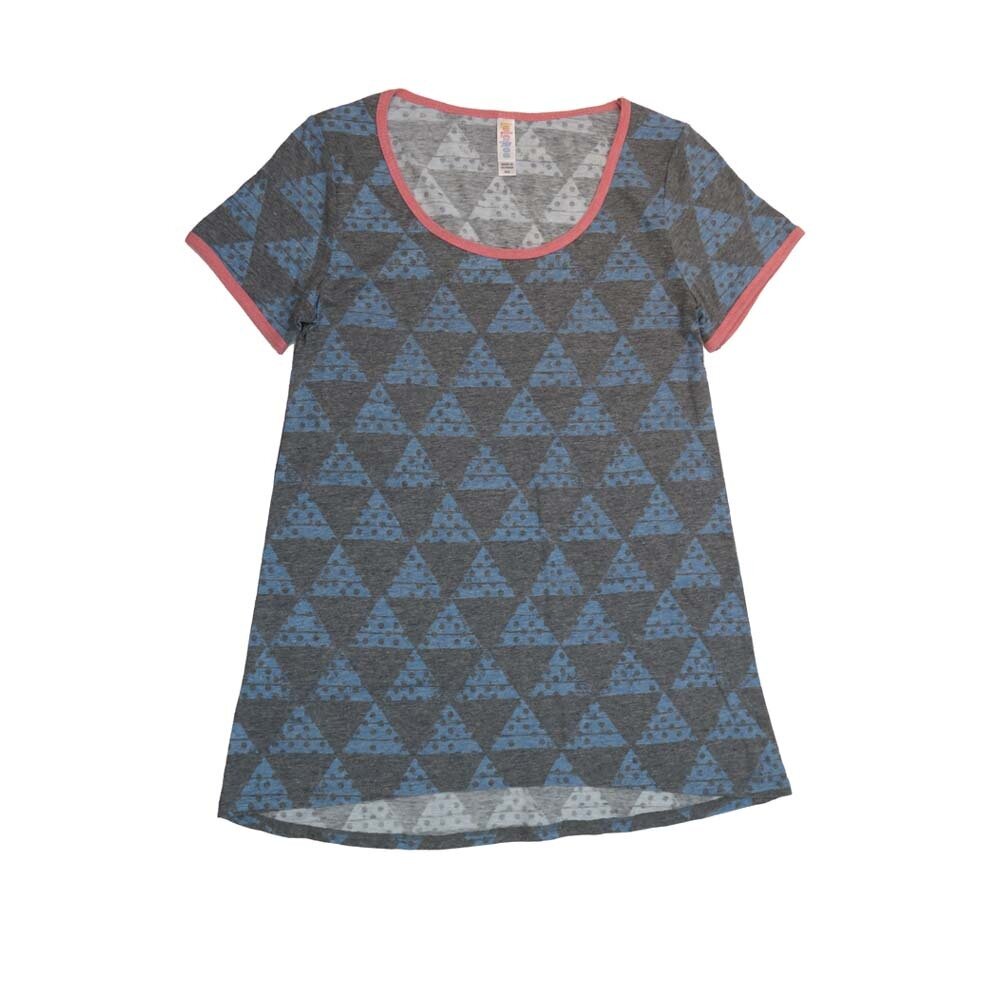 LuLaRoe CLASSIC Tee a XX-Small (XXS) Geometric Traingles Gray Blue Polka Dots XXS-250-V Womens Short Sleeve Tee fits Adult sizes 00-0