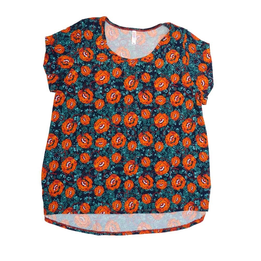 LuLaRoe CLASSIC Tee h XXX-Large (3XL) Floral Red Blue 3XL-202-U Womens Short Sleeve Tee fits Adult sizes 24-26