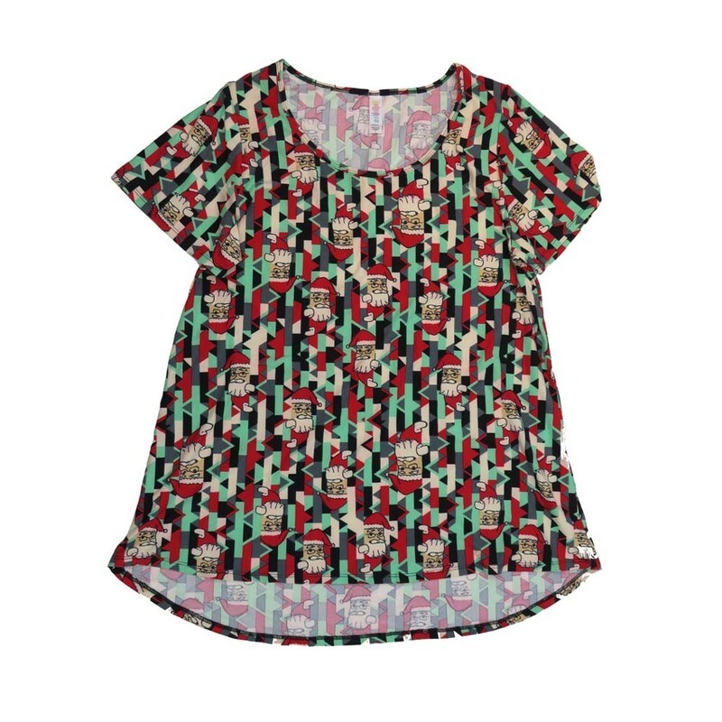 LuLaRoe CLASSIC Tee e Large (L) Christmas Holiday Stripe Santa Claus Black White Red Green LARGE-202-C Womens Short Sleeve Tee fits Adult sizes 14-16 LuLaRoe CLASSIC Tee e Large (L) Christmas Holiday Stripe Santa Claus Black White Red Green LARGE-202-C Womens Short Sleeve Tee fits Adult sizes 14-16