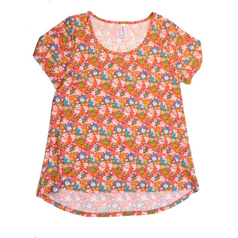 LuLaRoe CLASSIC Tee e Large (L) Floral Green White Orange Teal Yellow LARGE-220-V Womens Short Sleeve Tee fits Adult sizes 14-16 LuLaRoe CLASSIC Tee e Large (L) Floral Green White Orange Teal Yellow LARGE-220-V Womens Short Sleeve Tee fits Adult sizes 14-16