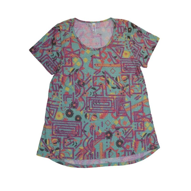 LuLaRoe CLASSIC Tee e Large (L) Geometric Maze LARGE-201-M Womens Short Sleeve Tee fits Adult sizes 14-16