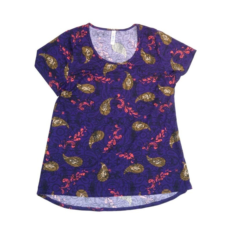 LuLaRoe CLASSIC Tee e Large (L) Paisley Blue Black White Red LARGE-212-U Womens Short Sleeve Tee fits Adult sizes 14-16
