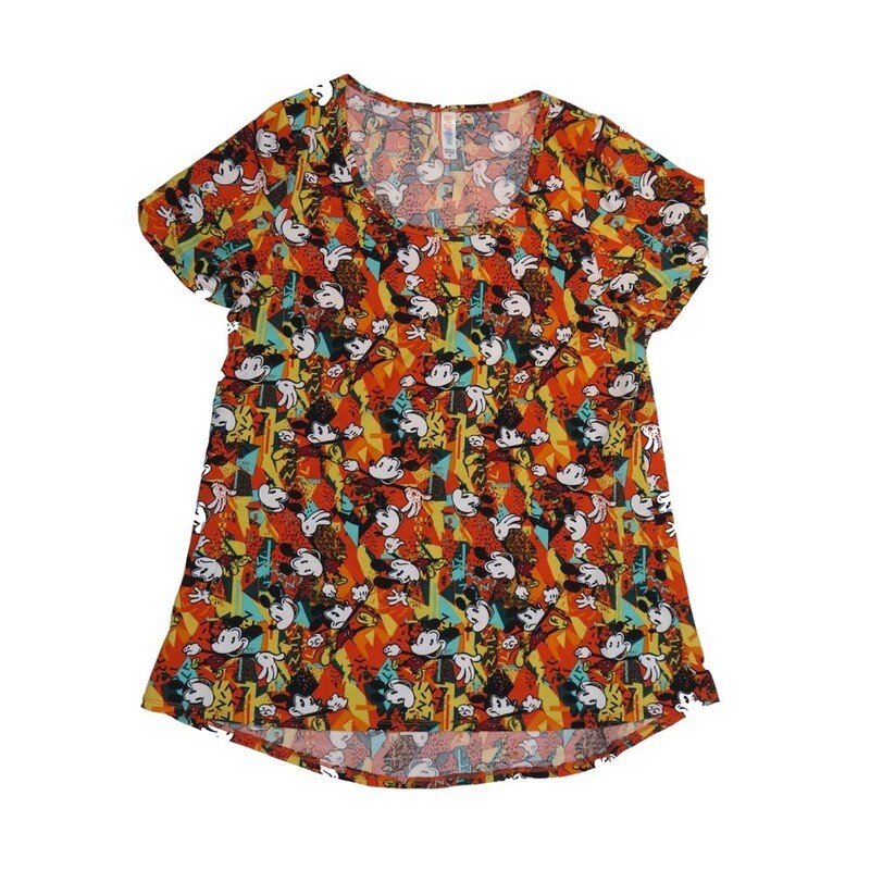 LuLaRoe CLASSIC Tee f X-Large (XL) Disney Mickey Mouse Waving Red Green Black White XL-204-V Womens Short Sleeve Tee fits Adult sizes 18-20