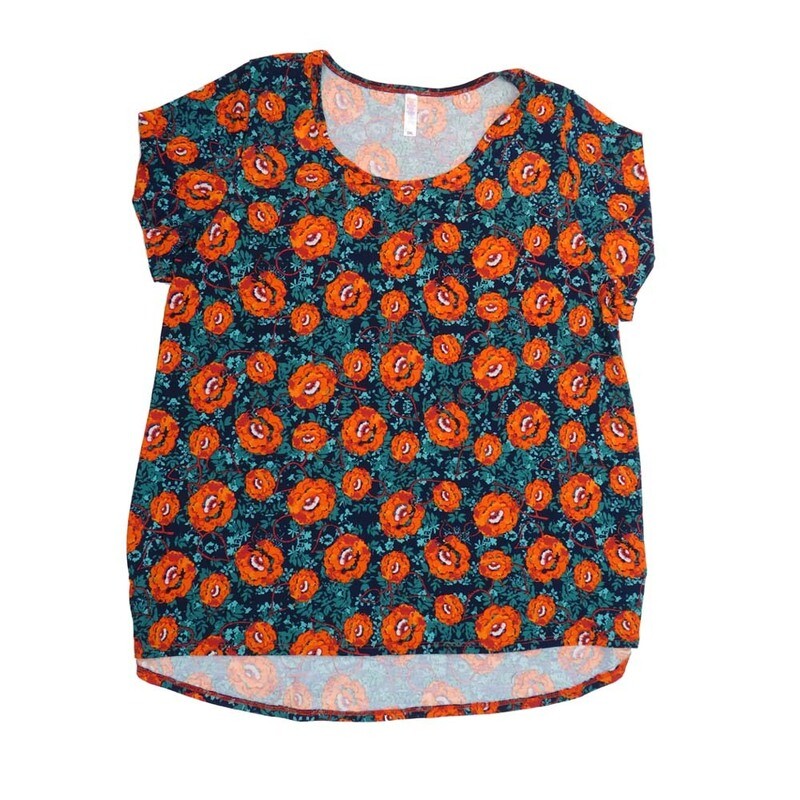 LuLaRoe CLASSIC Tee h XXX-Large (3XL) Floral Red Blue 3XL-202-U Womens Short Sleeve Tee fits Adult sizes 24-26
