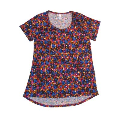 LuLaRoe CLASSIC Tee c Small (S) Floral Blue Red White Green SMALL-243-U Womens Short Sleeve Tee fits Adult sizes 6-8