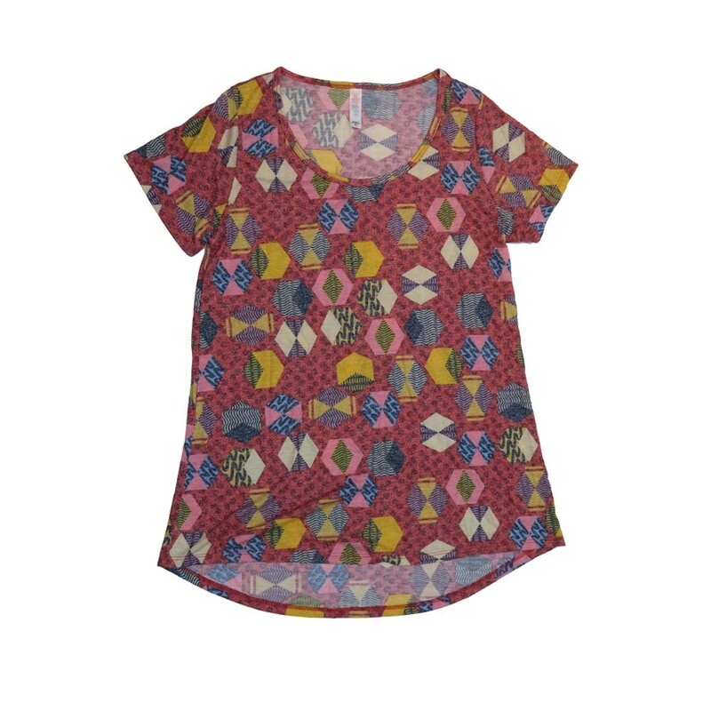 LuLaRoe CLASSIC Tee b X-Small (XS) Geometric Chevron 3D XS-201-G Womens Short Sleeve Tee fits Adult sizes 2-4