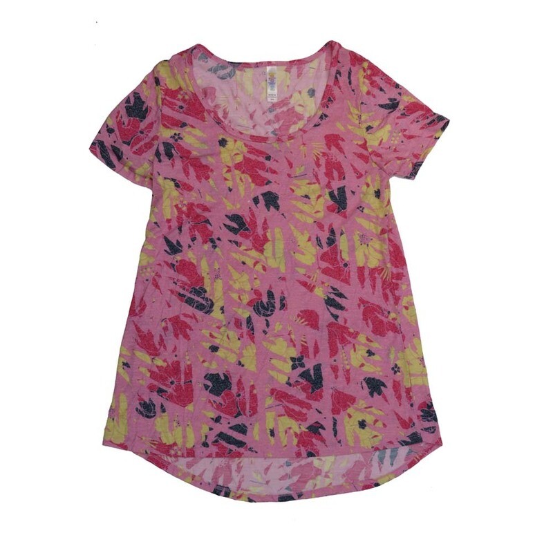 LuLaRoe CLASSIC Tee a XX-Small (XXS) Floral Geometric Blue Green Magenta XXS-205-G Womens Short Sleeve Tee fits Adult sizes 00-0