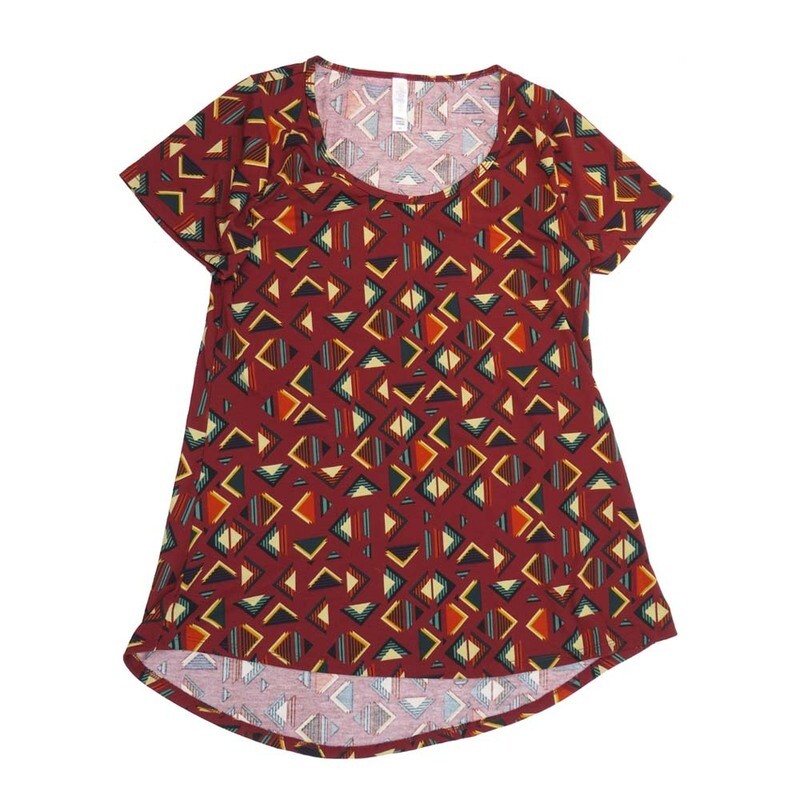LuLaRoe CLASSIC Tee b X-Small (XS) Geometric Red Black Cream XS-248-V Womens Short Sleeve Tee fits Adult sizes 2-4