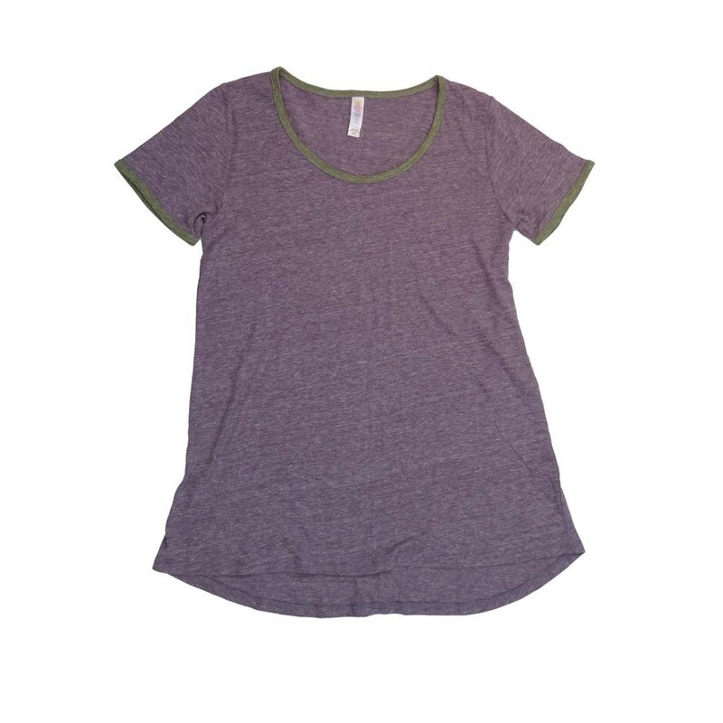 LuLaRoe CLASSIC Tee a XX-Small (XXS) Solid Heathered Blue Red XXS-210-G Womens Short Sleeve Tee fits Adult sizes 00-0