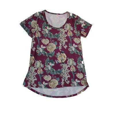 LuLaRoe CLASSIC Tee b X-Small (XS) Floral Roses XS-217-C Womens Short Sleeve Tee fits Adult sizes 2-4