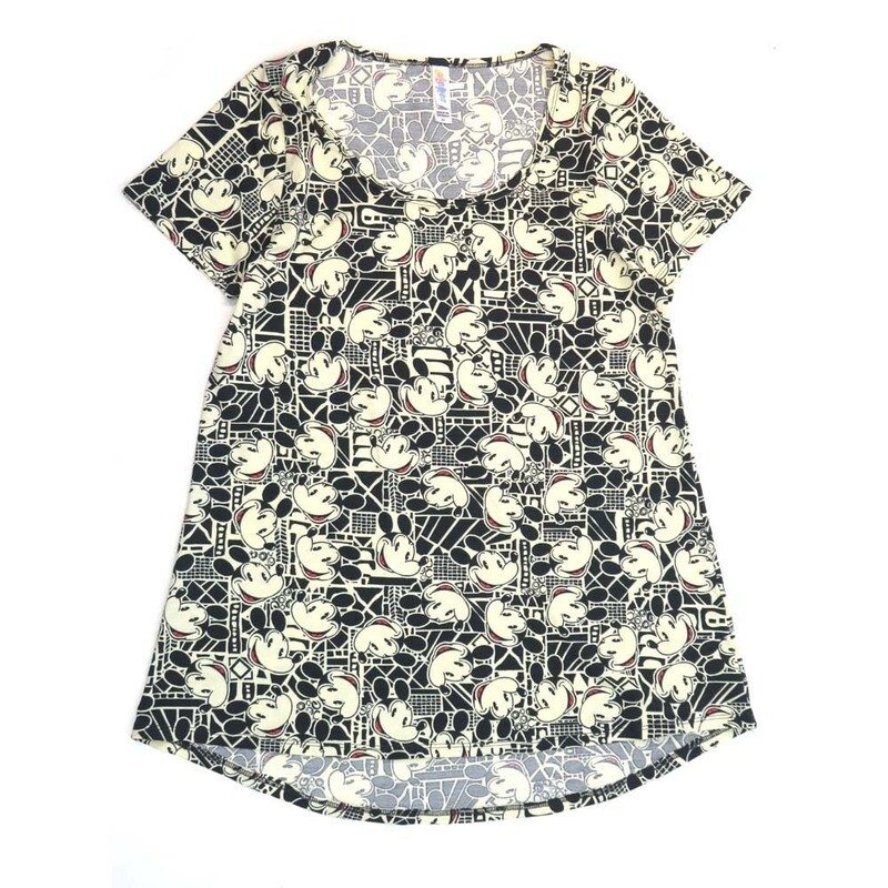 LuLaRoe CLASSIC Tee b X-Small (XS) Disney Mickey Mouse Black White XS-231-V Womens Short Sleeve Tee fits Adult sizes 2-4