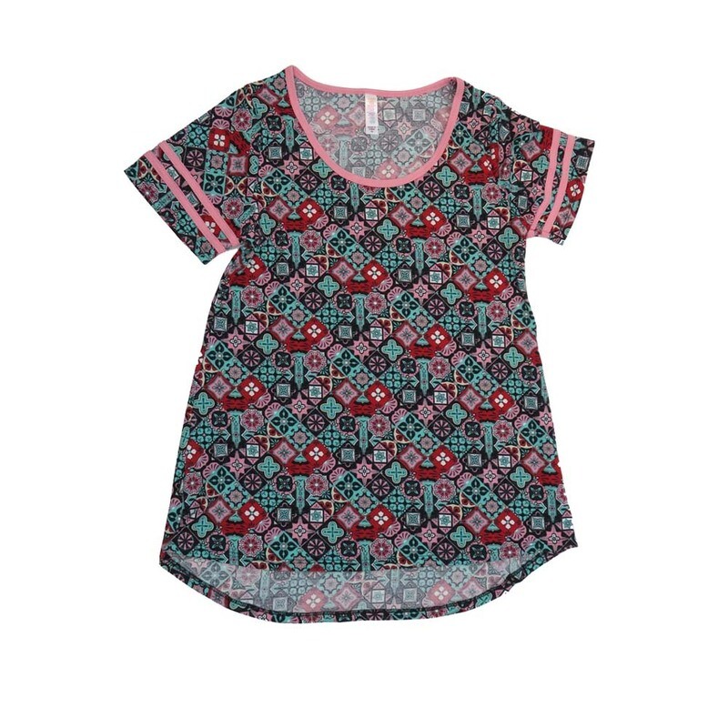 LuLaRoe CLASSIC Tee b X-Small (XS) Geometric Checkerboard Mandalas XS-218-C Womens Short Sleeve Tee fits Adult sizes 2-4