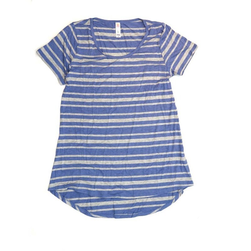 LuLaRoe CLASSIC Tee a XX-Small (XXS) Stripe Blue Gray XXS-248-V Womens Short Sleeve Tee fits Adult sizes 00-0