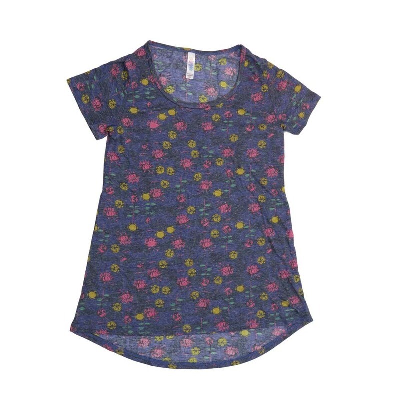 LuLaRoe CLASSIC Tee a XX-Small (XXS) Floral Yellow Blue Red XXS-203-G Womens Short Sleeve Tee fits Adult sizes 00-0