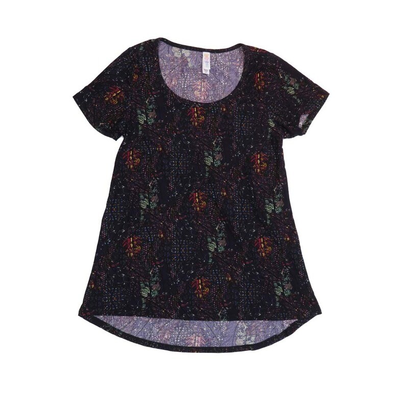 LuLaRoe CLASSIC Tee a XX-Small (XXS) Geometric Black Gray Green XXS-227-C Womens Short Sleeve Tee fits Adult sizes 00-0