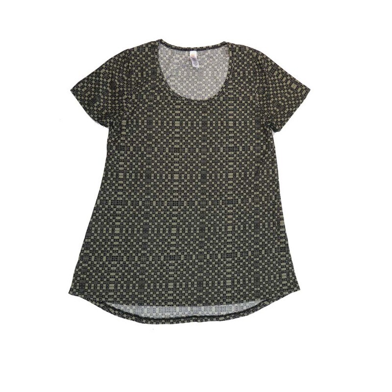 LuLaRoe CLASSIC Tee a XX-Small (XXS) Geometric 70s Trippy Black Gray XXS-238B-C Womens Short Sleeve Tee fits Adult sizes 00-0