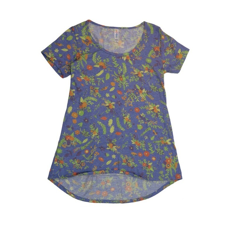 LuLaRoe CLASSIC Tee a XX-Small (XXS) Floral Blue Green Red Yellow XXS-242-V Womens Short Sleeve Tee fits Adult sizes 00-0