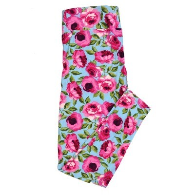 LuLaRoe One Size OS Valentines Floral Roses Lavender Pink Green White Womens Leggings fits Adults sizes 2-10  4451-A