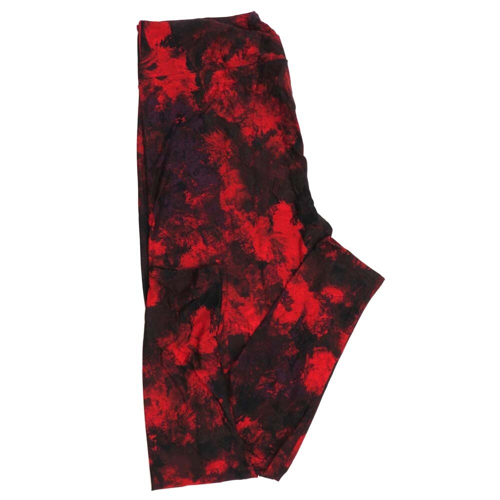 LuLaRoe One Size OS Valentines Batik Muted Dye Black Red Womens Leggings fits Adults sizes 2-10  4448-B