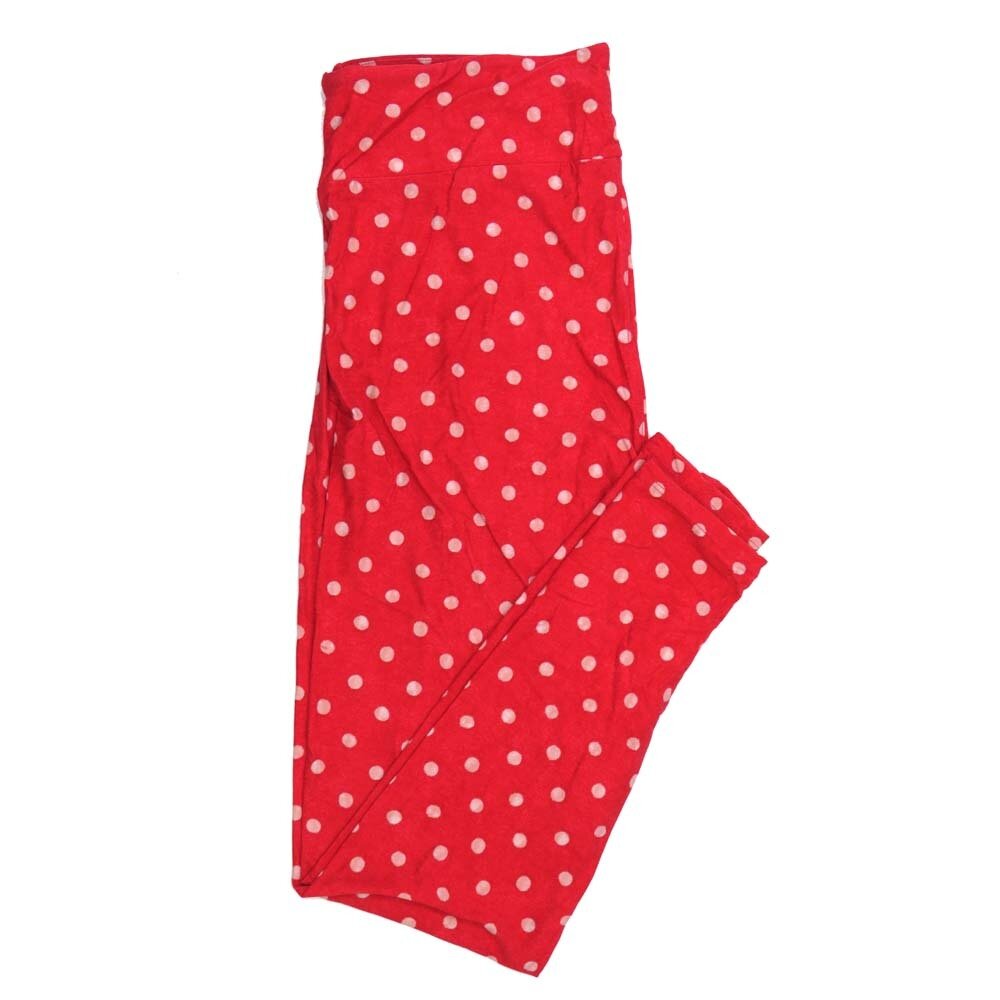 LuLaRoe One Size OS Valentines Polka Dot Red Pink Womens Leggings fits Adults sizes 2-10  4455-A