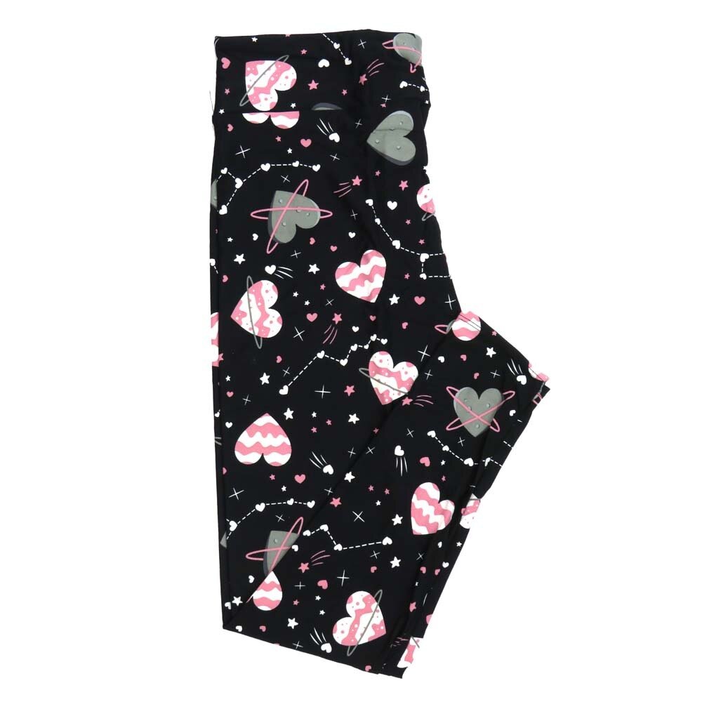 LuLaRoe One Size OS Valentines Space Hearts Zodiac Signs Big Dipper Constellations Black White Pink Stars Womens Leggings fits Adults sizes 2-10  4458-B