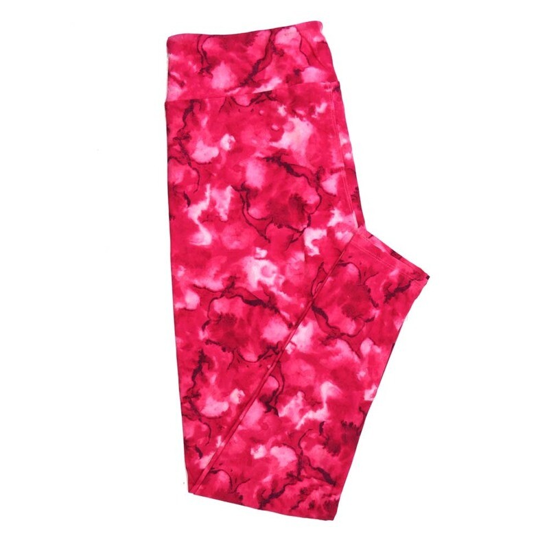 LuLaRoe One Size OS Valentines Batik Abstract Dye Pink Red Black Womens Leggings fits Adults sizes 2-10  4453-A