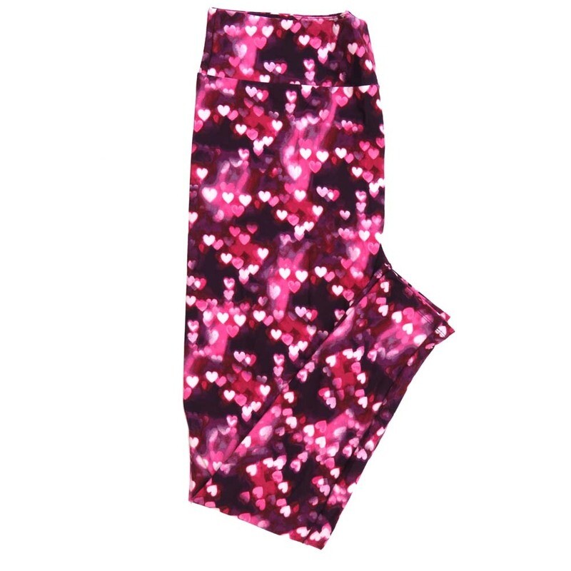 LuLaRoe One Size OS Valentines Ethereal Hearts Batik Dye Red White Pink Womens Leggings fits Adults sizes 2-10  4456-B