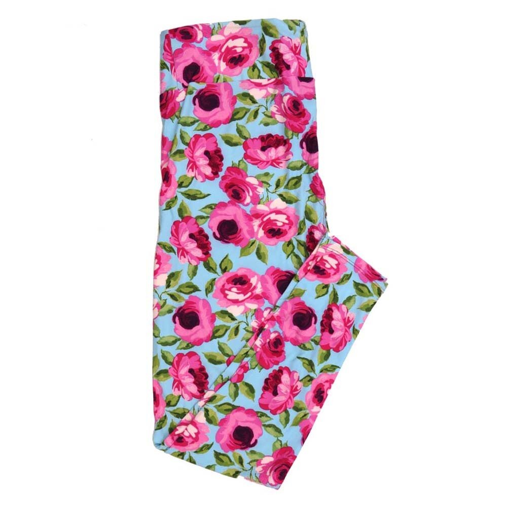LuLaRoe TC2 TCTWO Valentines Floral Roses Lavender Pink Green White Leggings fits Adult sizes 18-26  9114-E