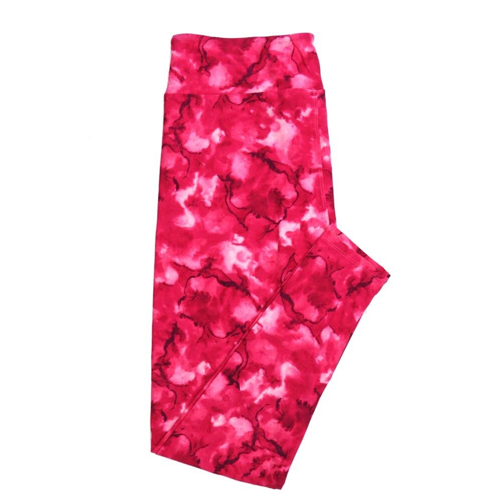 LuLaRoe TC2 TCTWO Valentines Batik Abstract Dye Pink Red Black Leggings fits Adult sizes 18-26 9116-B