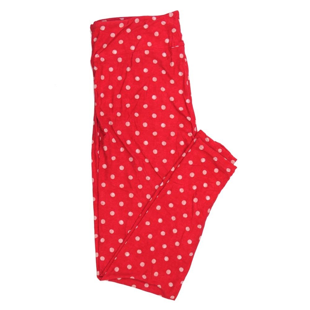 LuLaRoe TC2 TCTWO Valentines Polka Dot Red Pink Leggings fits Adult sizes 18-26  9116-E