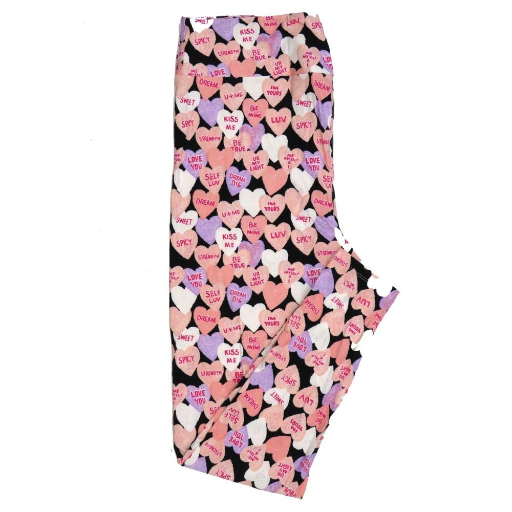 LuLaRoe TC2 TCTWO Valentines Candy Hearts Dream Self Luv Spicy Sweet Black Blue Pink Leggings fits Adult sizes 18-26 9117-D