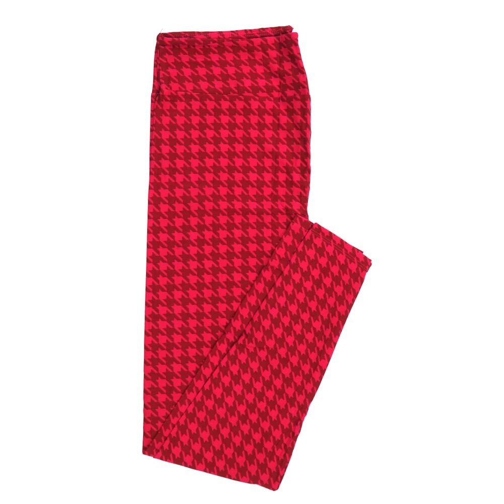 LuLaRoe TC2 TCTWO Valentines Houndstooth Red Pink Leggings fits Adult sizes 18-26 9118-A